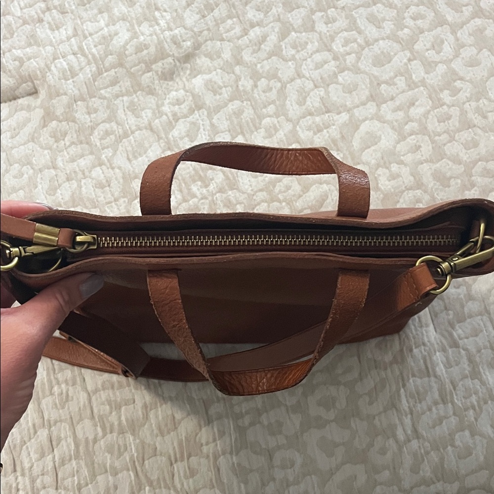 Madewell Transport Tote Leather Crossbody Bag Cognac Brown - Picture 9 of 10
